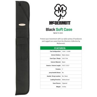 McDermott Black Soft 2pc Cue Case made from durable nylon