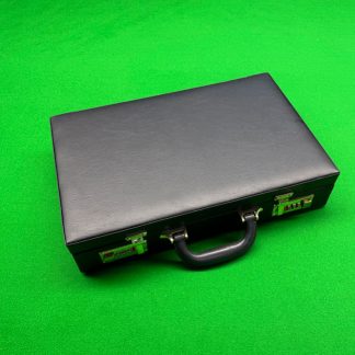 Black snooker ball carry case for 2 1/16 inch balls with durable leatherette exterior