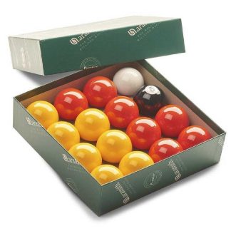 Aramith Premier Casino 2-inch red and yellow pool balls with 2-inch white cue ball